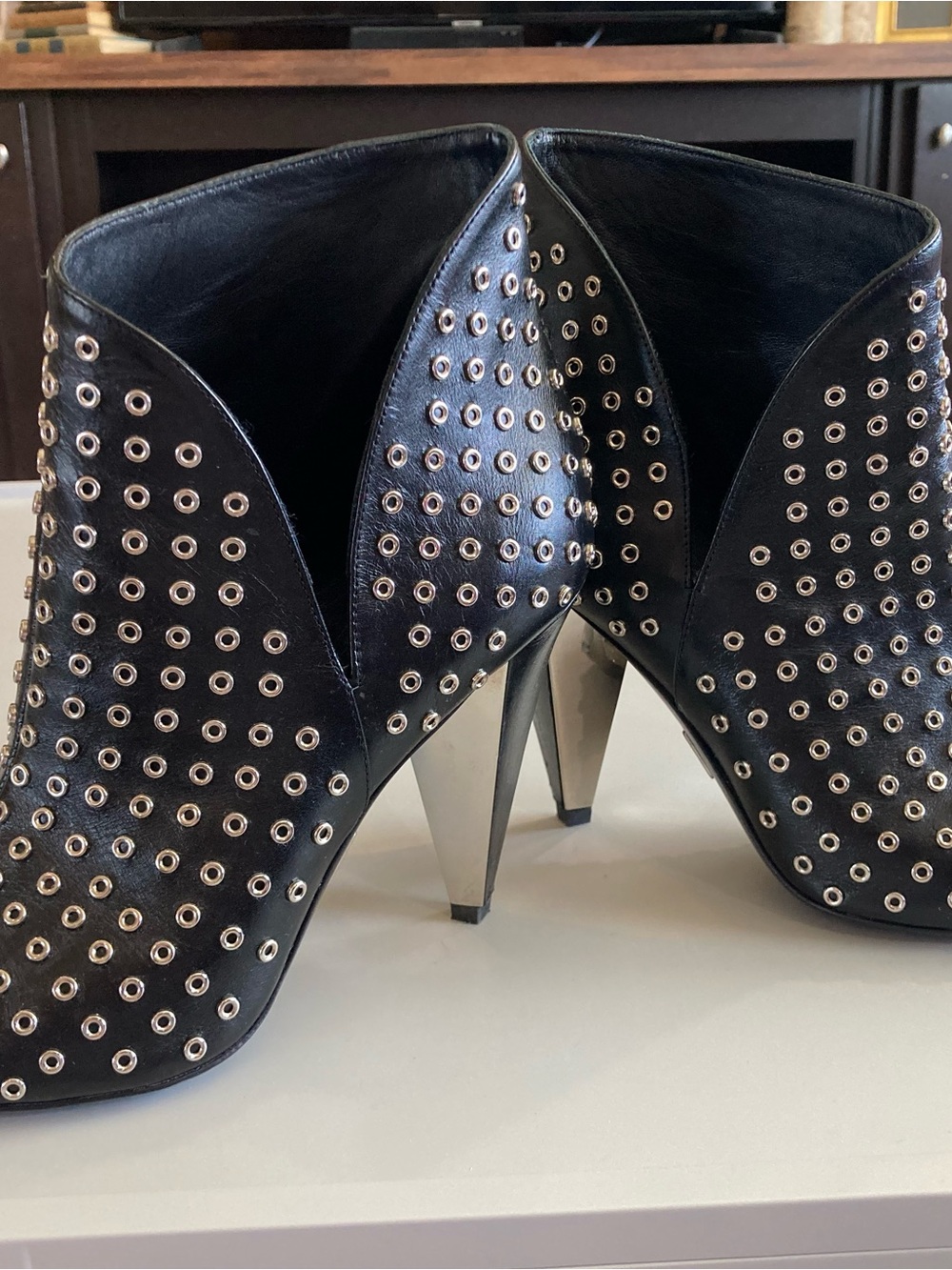 Michael Kors Black Studded Pointed Toe Ankle Booties - Picture 5 of 8